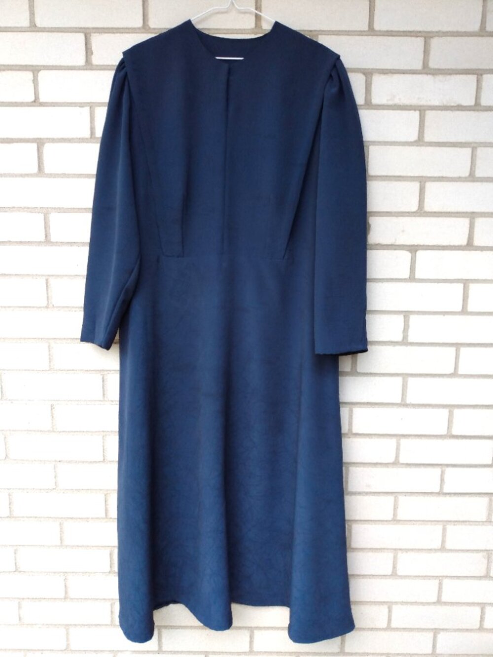 Amish Mennonite Cape Dress PLUS SIZE 48"B 41"W Navy Blue Crinkle Handmade